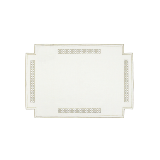 Erica Linnen Placemat - Vlekbestendig - Wit met Begie (35 x 50cm)