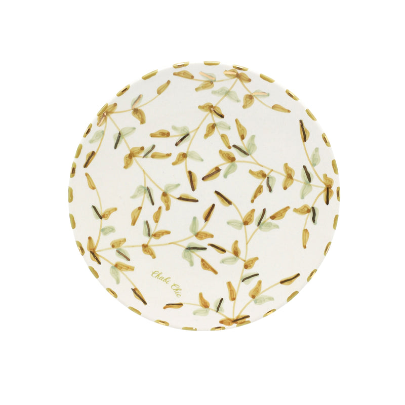 Keramisch Bord "Gouden blaadjes" - Ø 20 cm