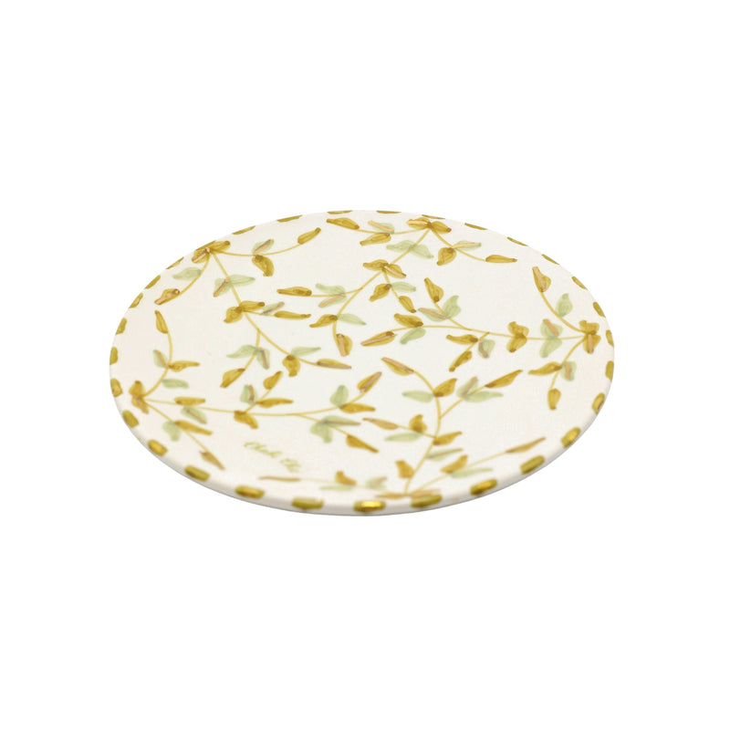 Keramisch Bord "Gouden blaadjes" - Ø 20 cm