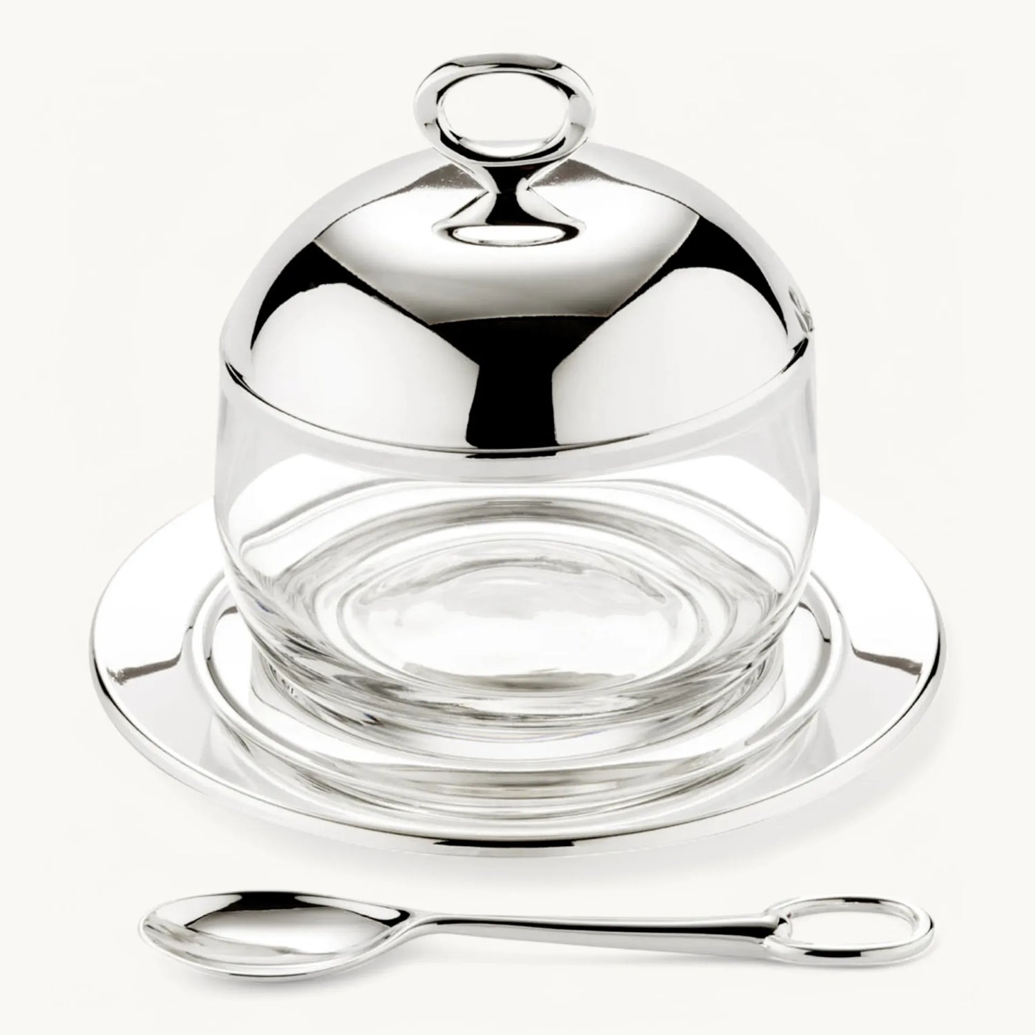 Confituurpot met onderzetter en lepeltje