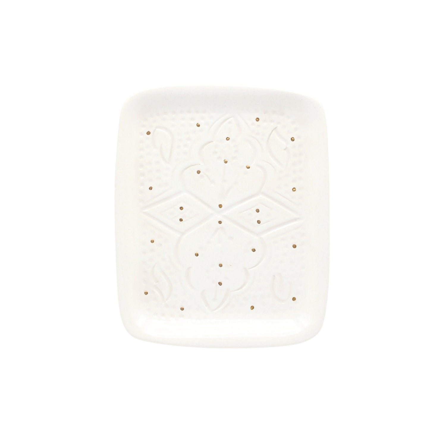 Dienblad – Reliëf wit & goud (24 × 14 × 3 cm)