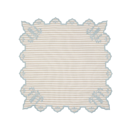 Eden Katoenen Servet – Millerighe Beige / Blauw (45 × 45 cm)
