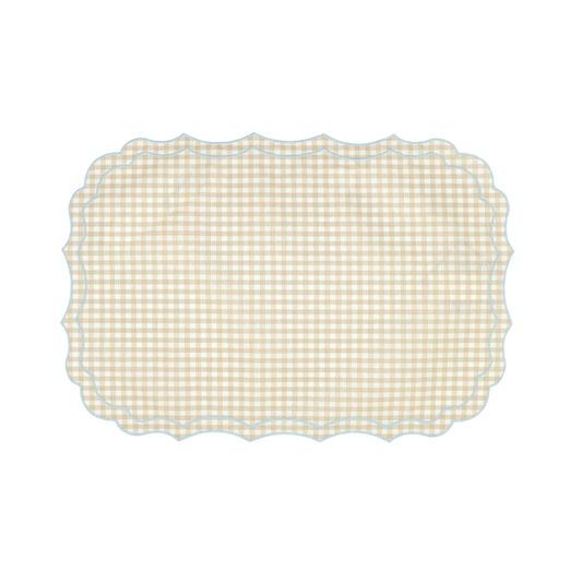 Vlekwerende Linnen Placemat – 50x35 cm - Vichy beige - lichtblauw