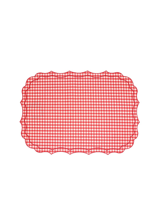 Vlekwerende Linnen Placemat - 35 x 50 cm- Rode Vichy