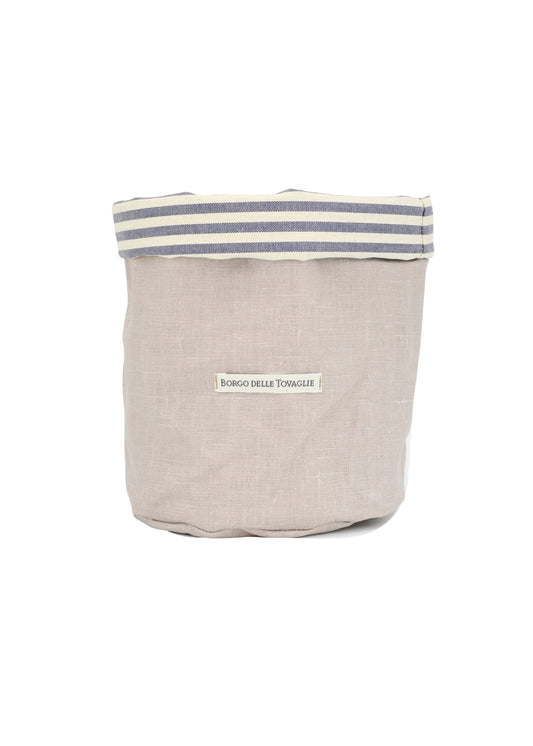 Broodmand - dubbelzijdig – Ø15 cm - Lichtblauw gestreept