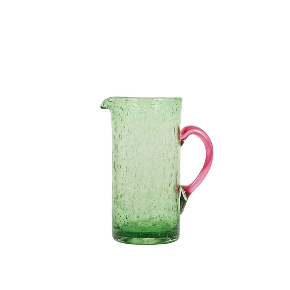 Grote rechte karaf uit Biot - Groen x Roze