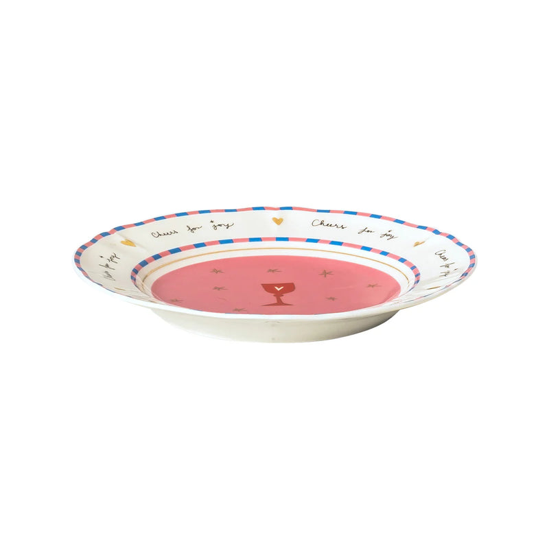 Porseleinen bord - WIJN GLAS - Ø 20.5 cm