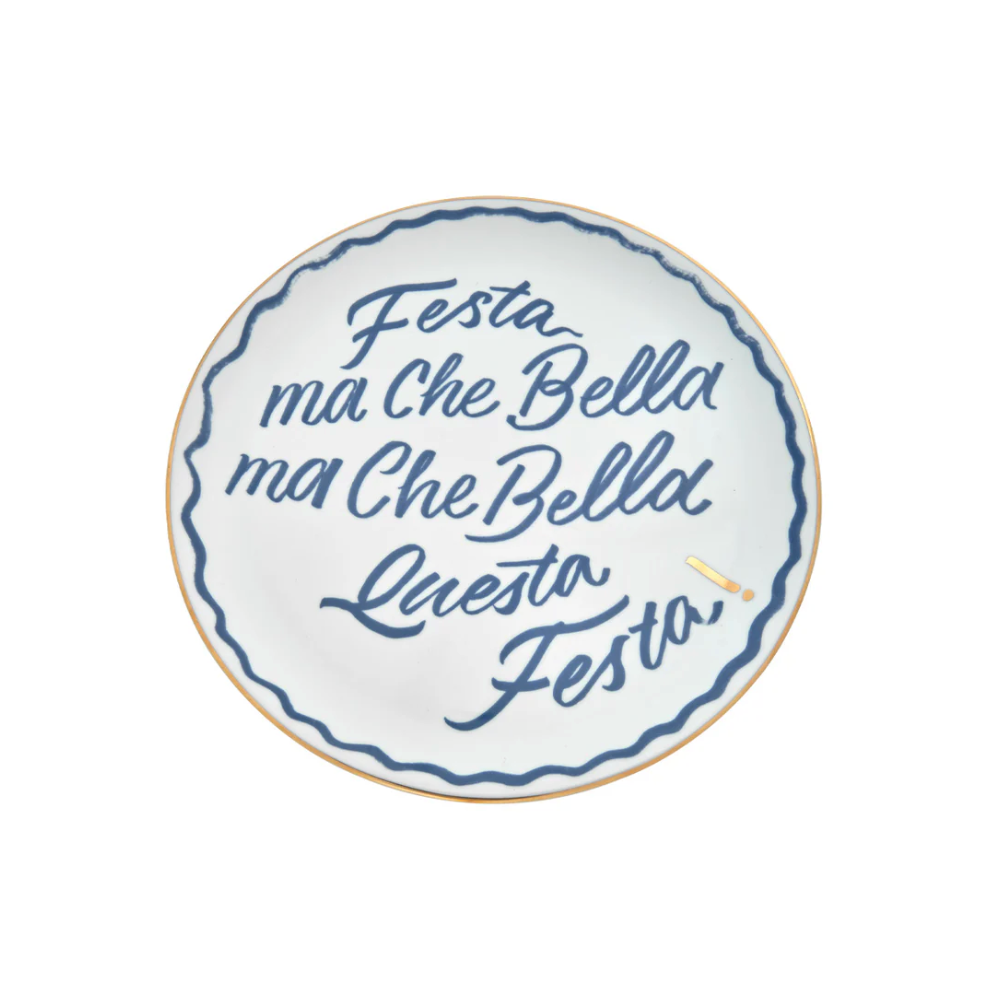 The Club - Pizza bord 'Festa' - Wit/Blauw - Ø 32