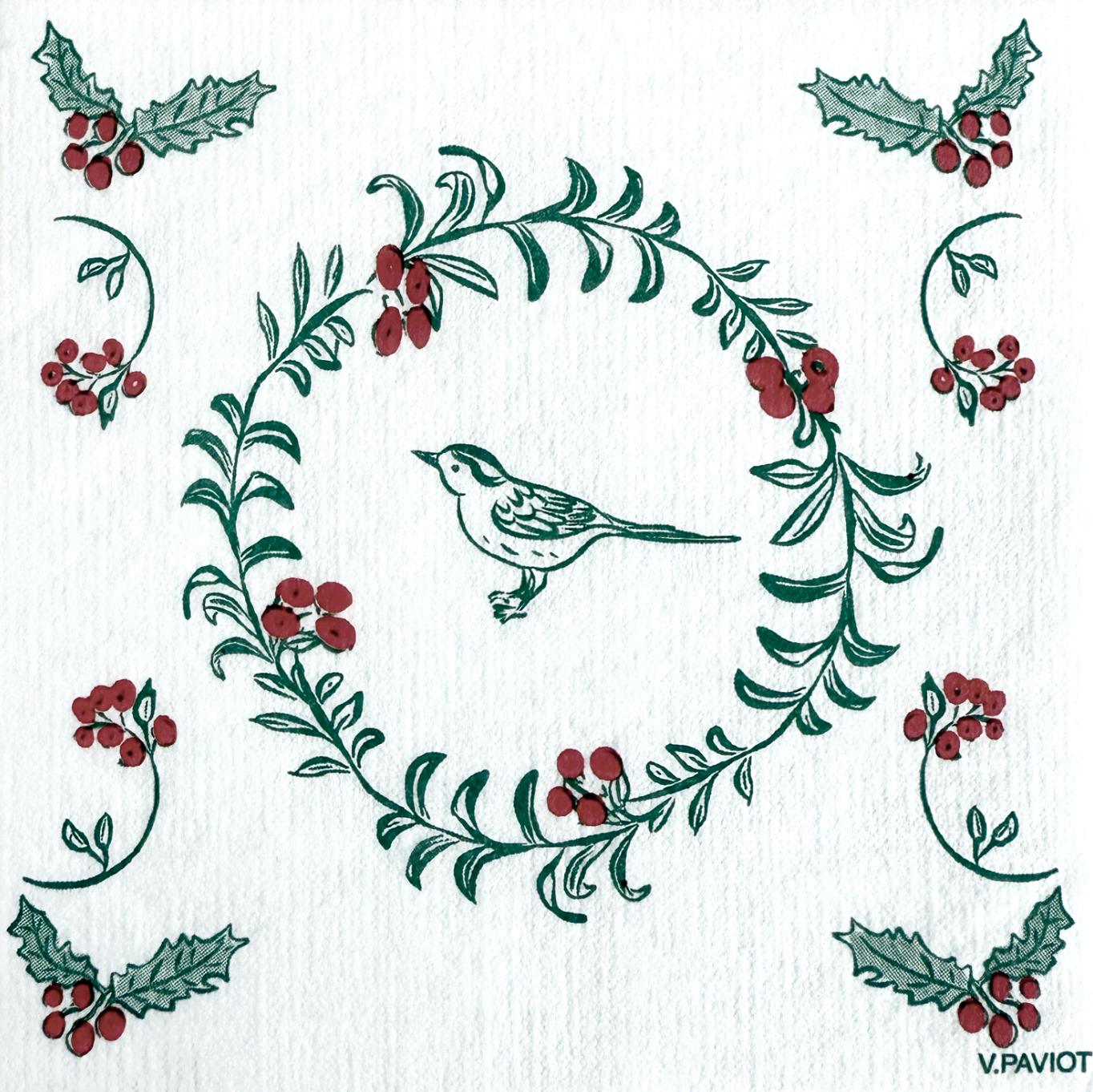 Servetten - Kerstkrans - 25x25