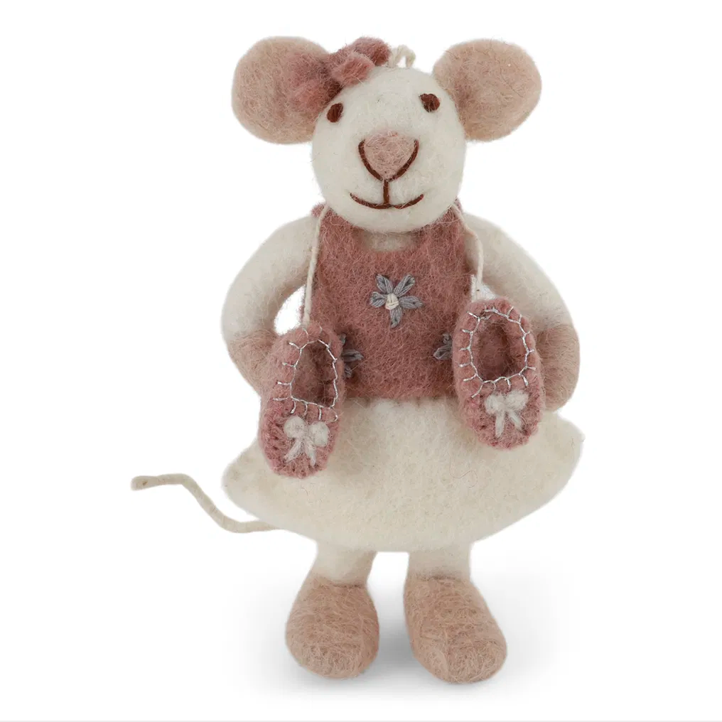 Kerstornamentje - Muis met ballerinas