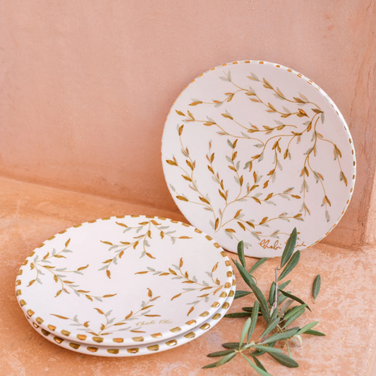 Keramisch Bord "Gouden blaadjes" - Ø 26 cm