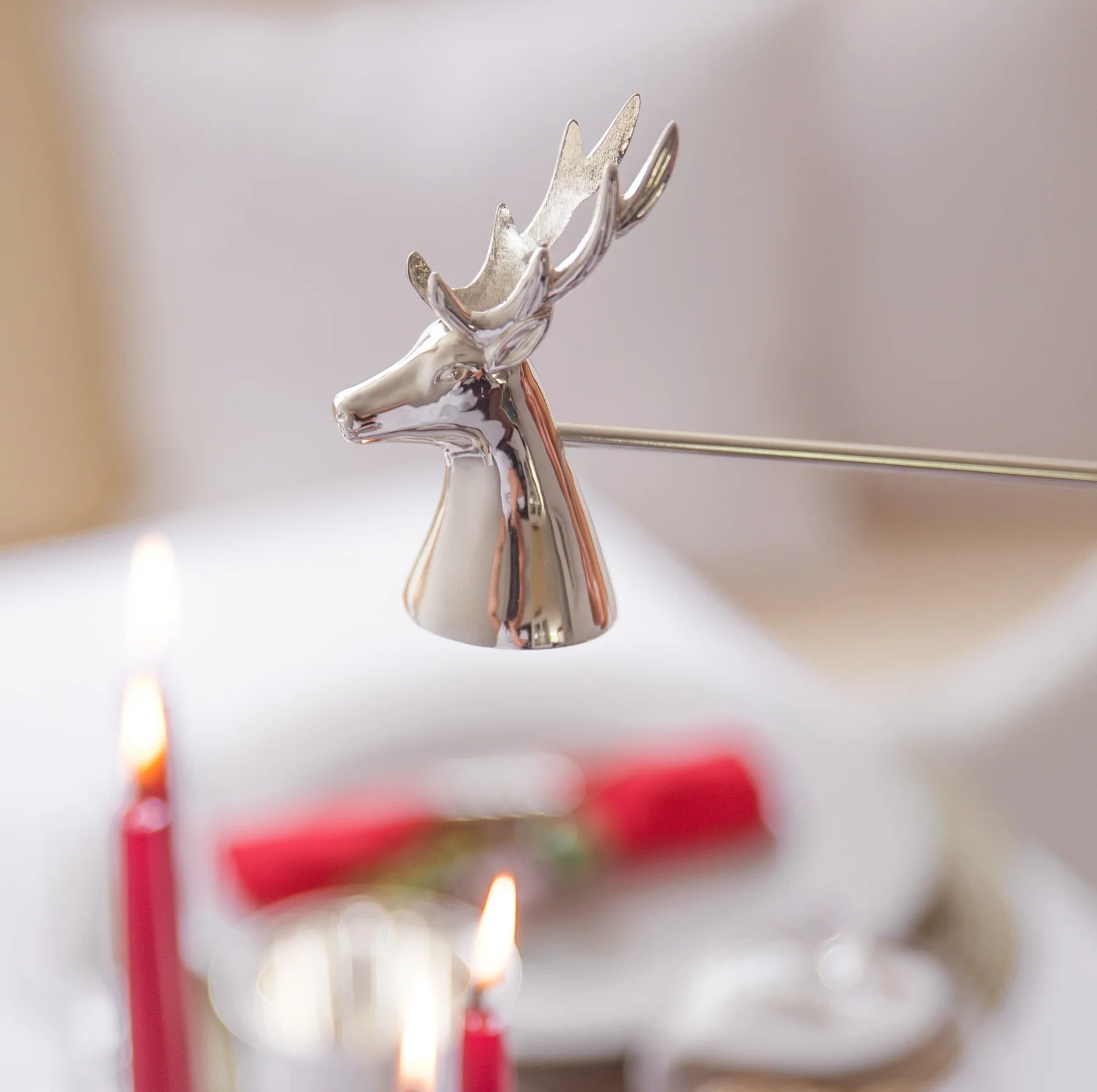 Kaarsendover Hert  - 26 cm - verzilverd