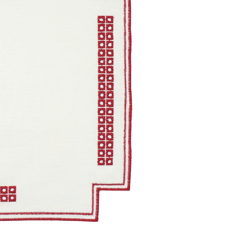 Erica linnen placemat – Vlekbestendig – Wit met rood
