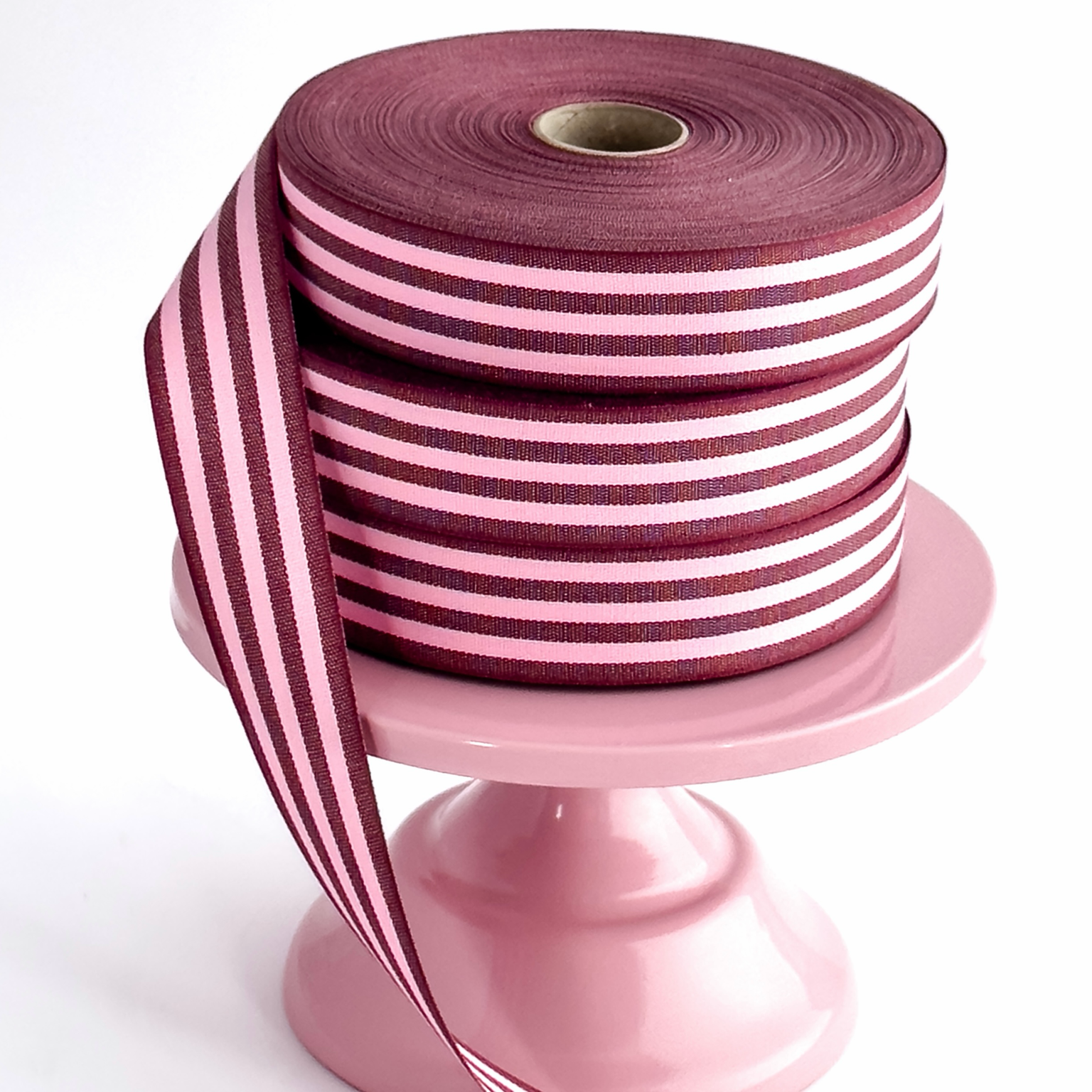 Katoenen lint MULTISTRIPES 35 mm x 50 m bordeaux/candy pink