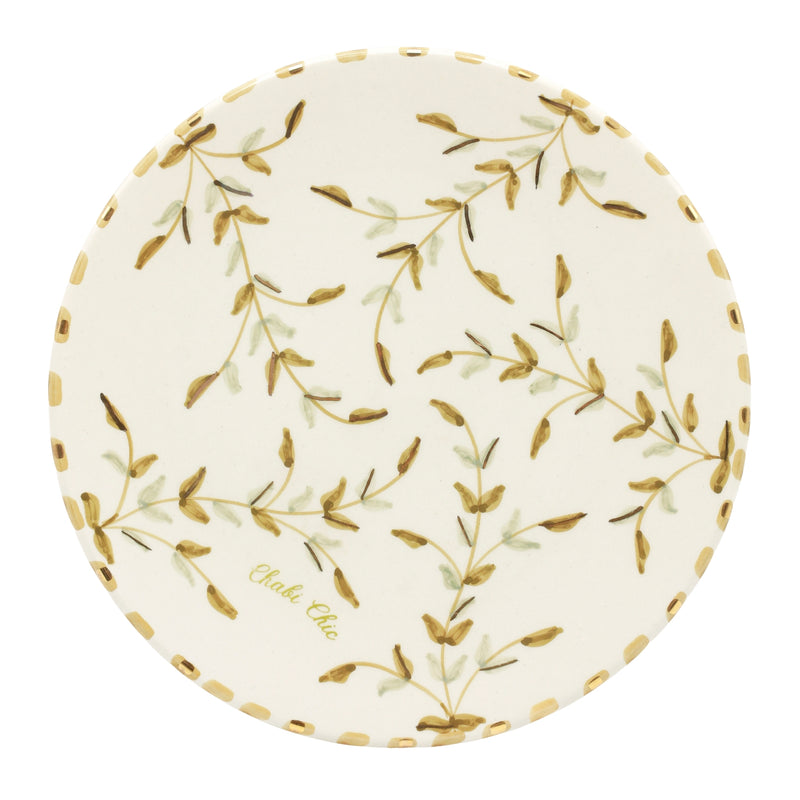 Keramisch Bord "Gouden blaadjes" -  Ø 26 cm