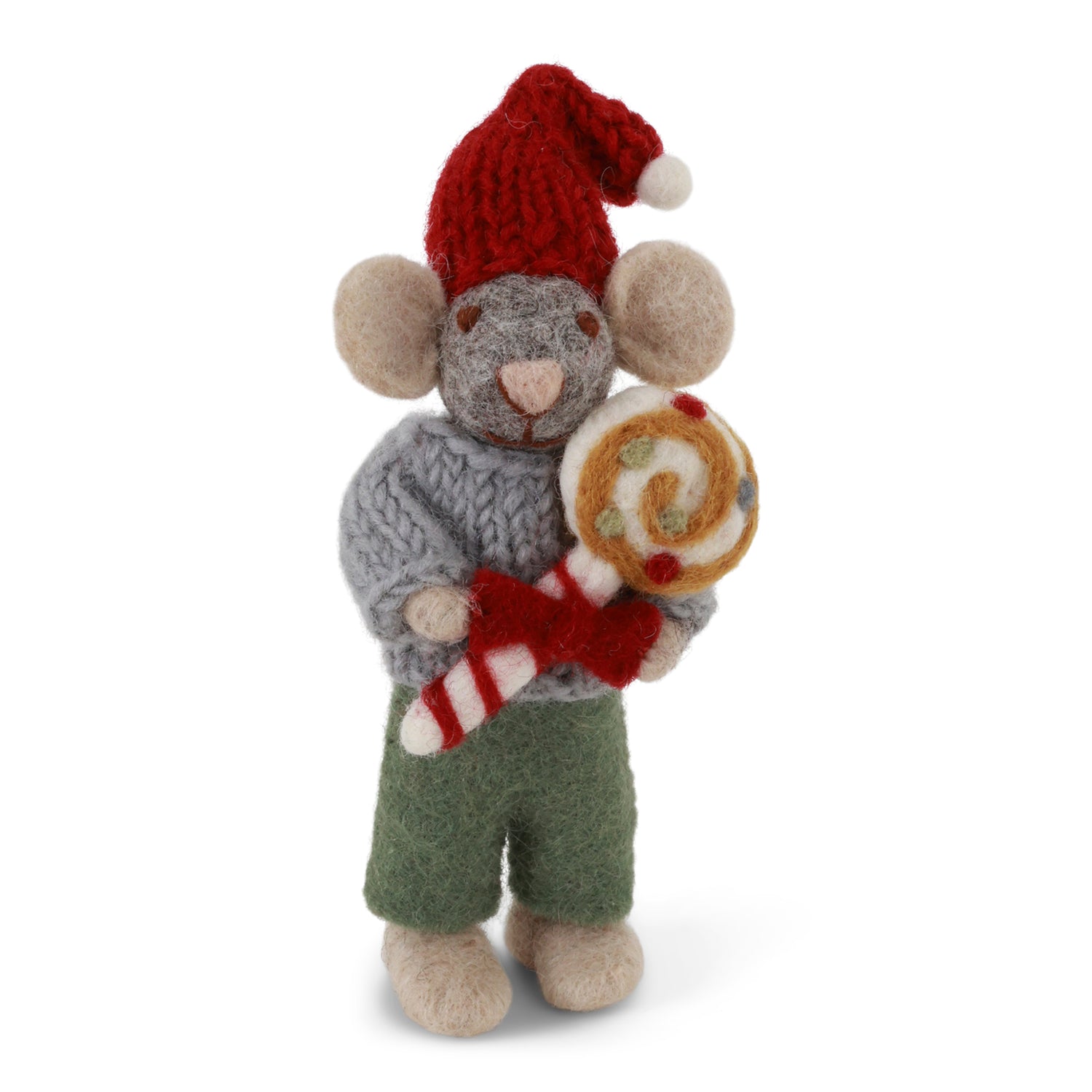 Kerstornamentje - Muis met lolly (klein mannetje)