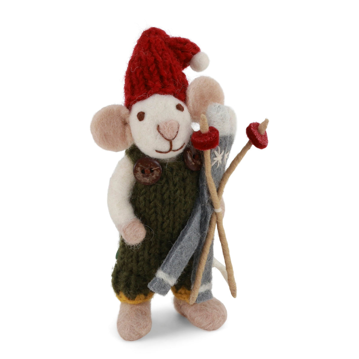 Christmas ornament - Little white mouse on skis