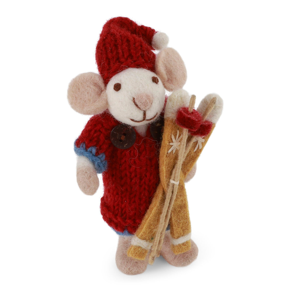 Christmas ornament - Little white mouse on skis