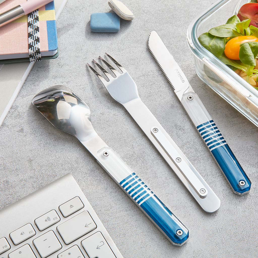 3-delige Bestekset On The Go – Print | Roestvrij Staal & Polycarbonaat
