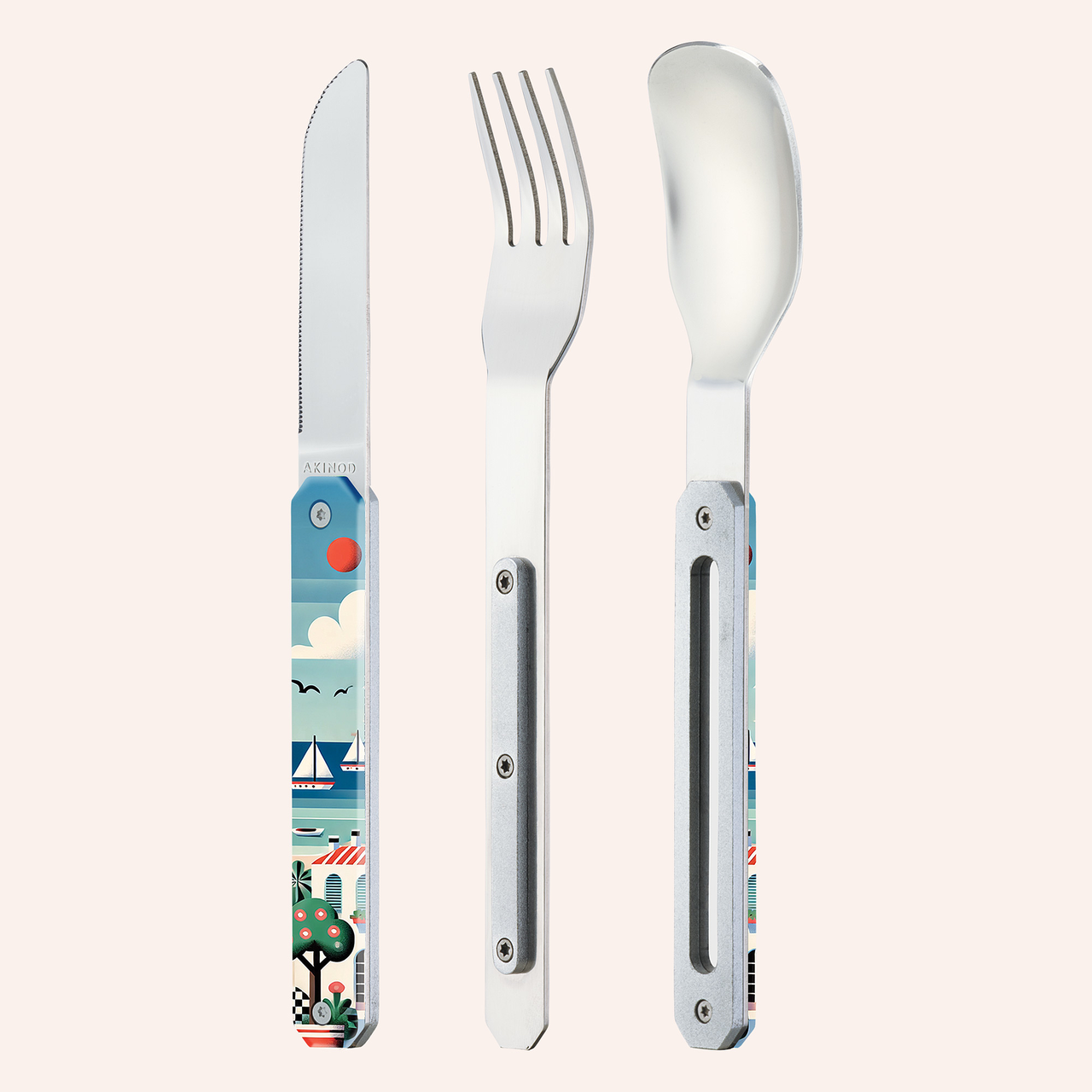 3-delige Bestekset On The Go – Print | Roestvrij Staal & Polycarbonaat