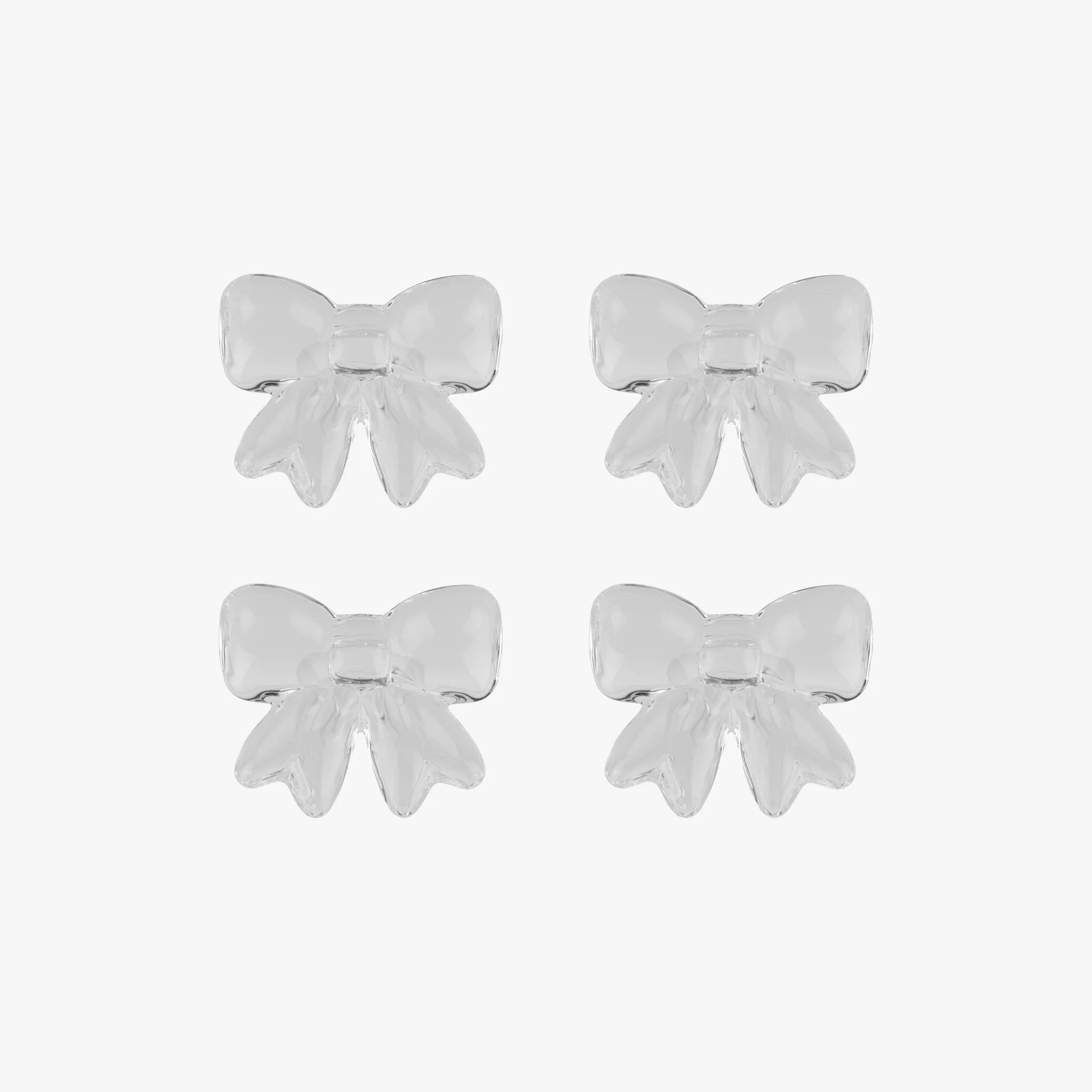 Glass napkin rings with bows - set of 4