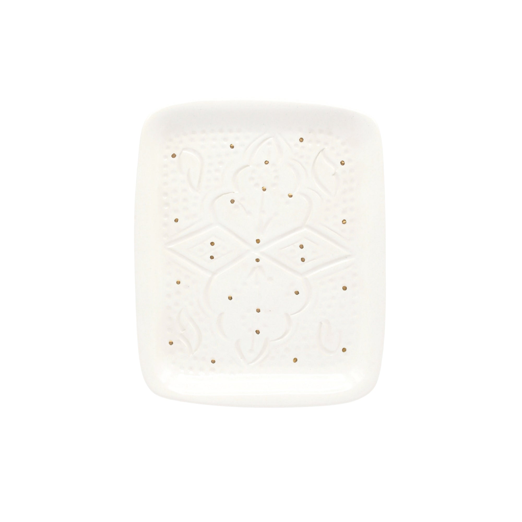 Tray – Relief white & gold (24 × 14 × 3 cm)
