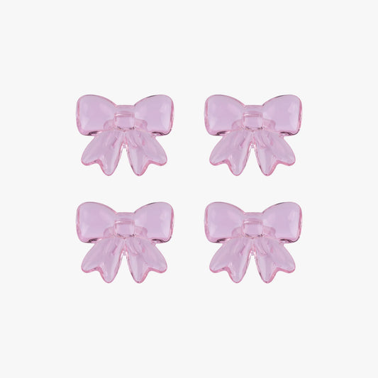 Glass napkin rings with bows (Pink) - set of 4