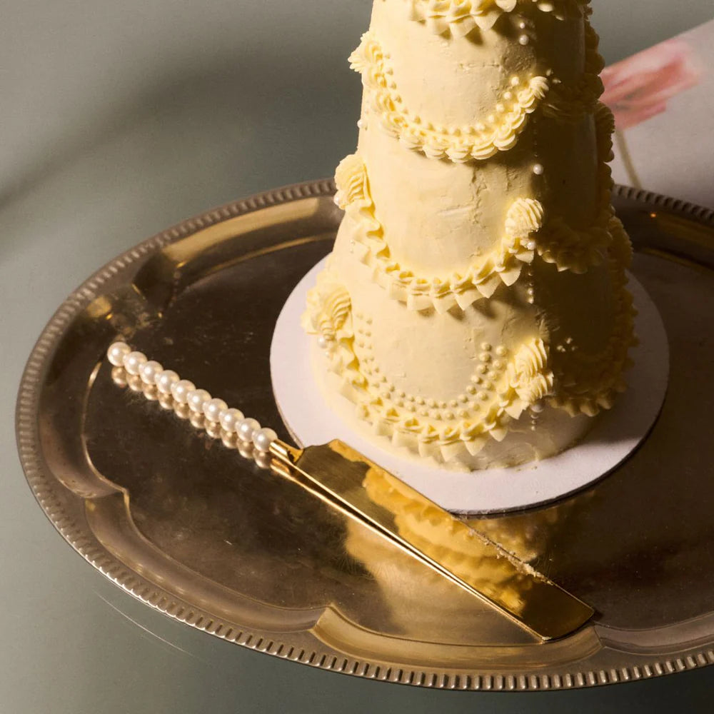 Pearl cake knife and cake server 