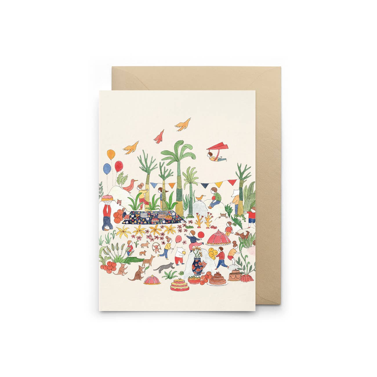 De feestkaart met envelop