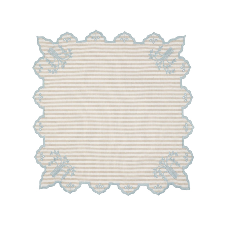 Eden Katoenen Servet – Millerighe Beige / Blauw (45 × 45 cm)
