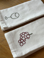 Set van 2 geborduurde servetten 'Wine & Grapes'