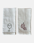 Set van 2 geborduurde servetten 'Wine & Grapes'