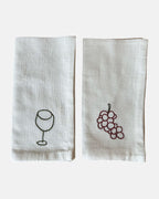Set van 2 geborduurde servetten 'Wine & Grapes'