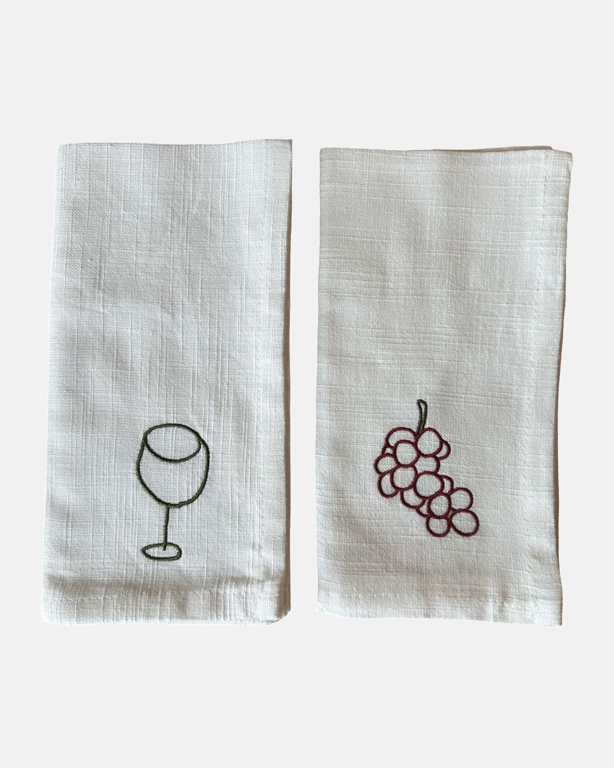 Set of 2 embroidered napkins 'Wine & Grapes'