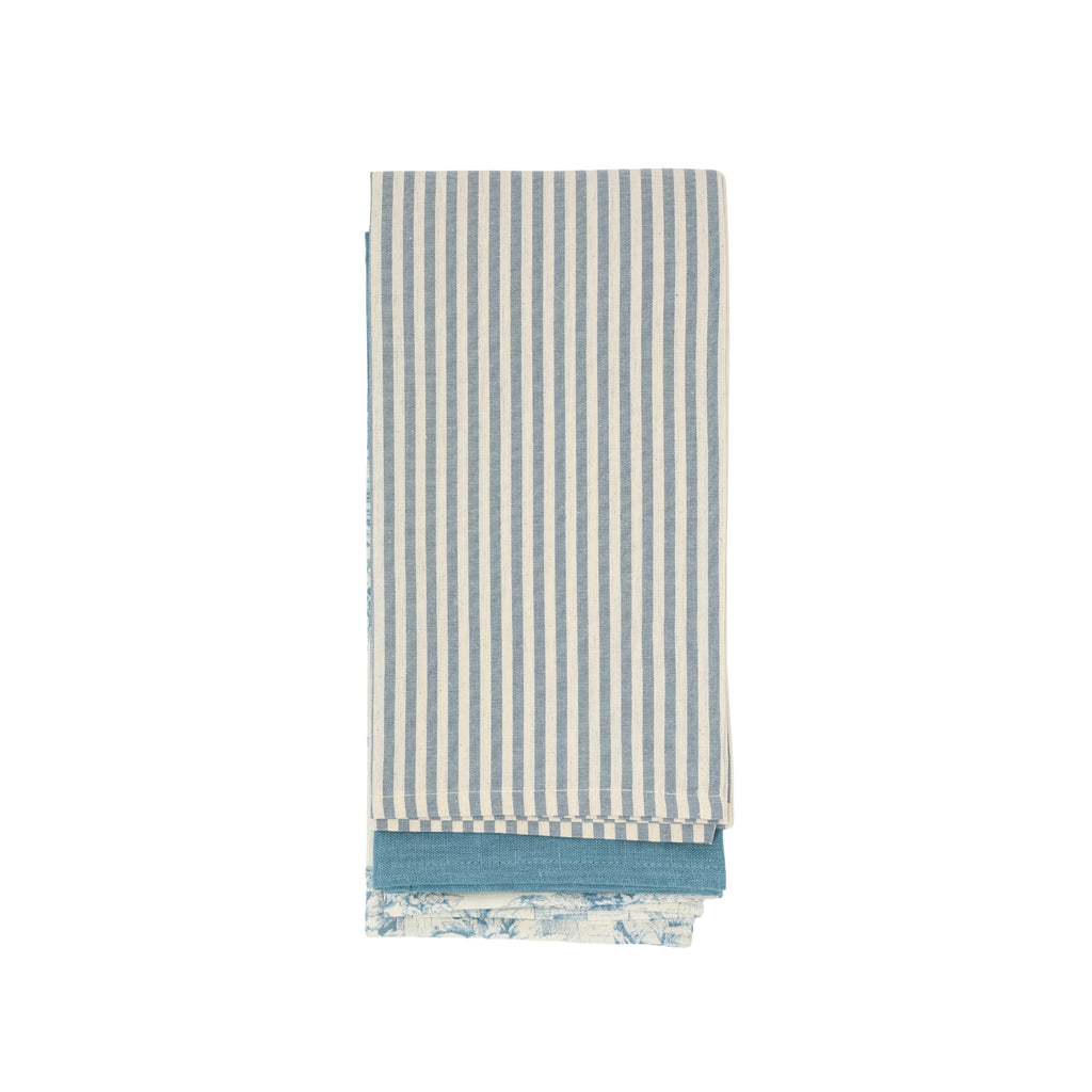 Set van 3 Keukendoeken – Linnen & Katoen - Blauw
