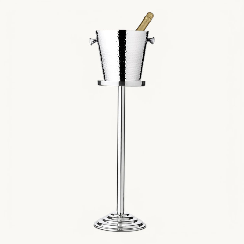 Capri Wijnkoeler met Standaard – Gehamerd RVS – Ø 22 x H 85 cm