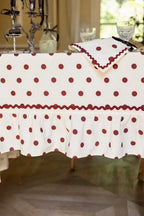 Paulette Brown tablecloth with brown polka dots