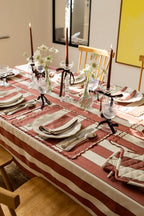 Auguste Rust tablecloth with stripes and embroidery