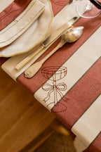 Auguste Rust tablecloth with stripes and embroidery