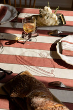 Auguste Rust tablecloth with stripes and embroidery