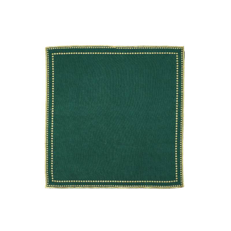 Letizia Linnen Servet - Groen met gouden randje