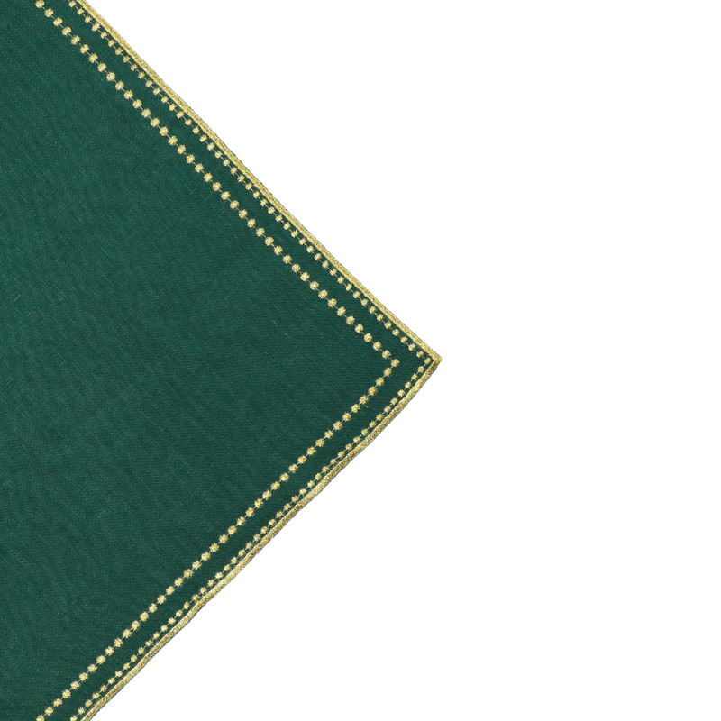 Letizia Linnen Servet - Groen met gouden randje