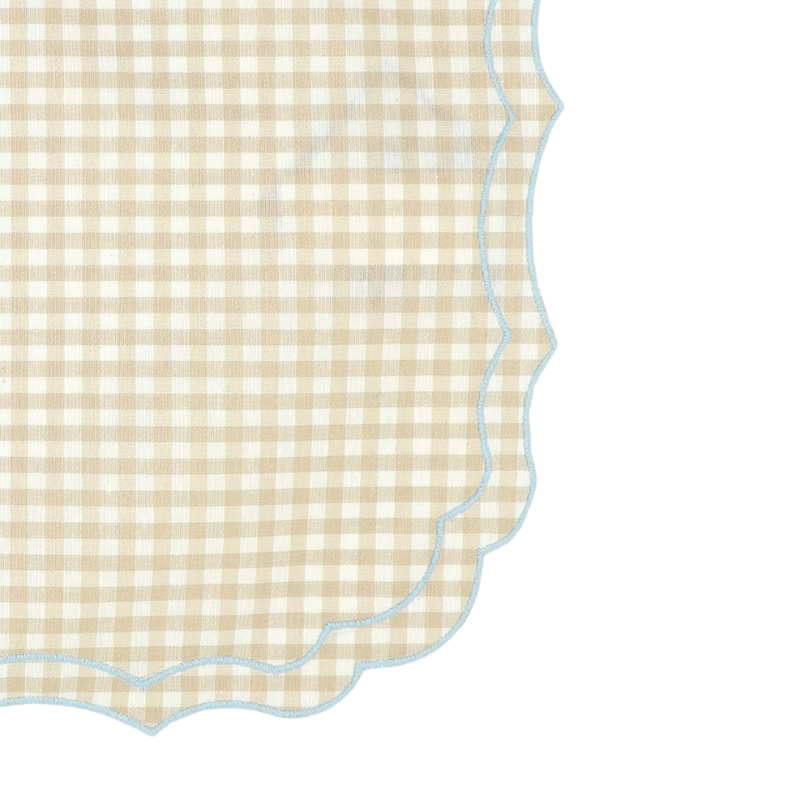 Vlekwerende Linnen Placemat – 50x35 cm - Vichy beige - lichtblauw