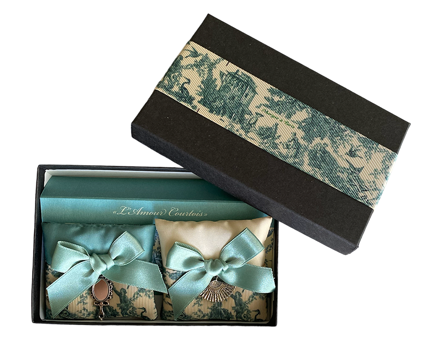 Doos met 2 geurende sachets - groene Toile de Jouy
