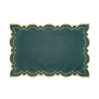 Letizia Vlekwerende Linnen Placemat 50 x 35 - Groen met gouden randje
