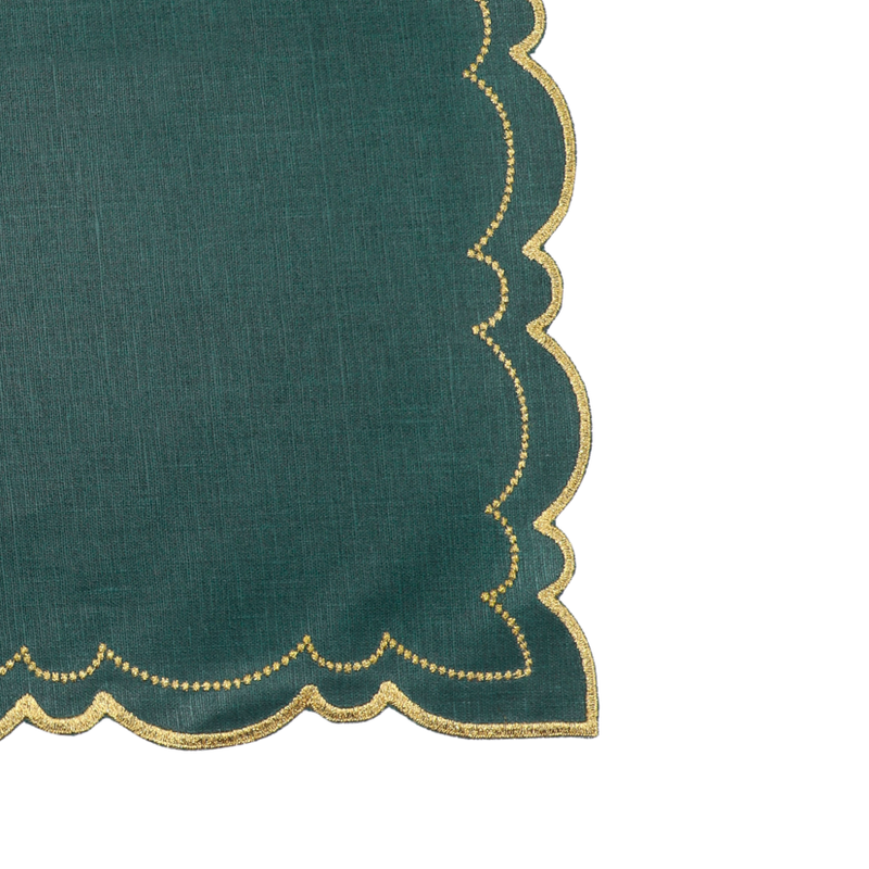 Letizia Vlekwerende Linnen Placemat 50 x 35 - Groen met gouden randje