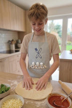 Children’s apron with chef dogs – light blue striped