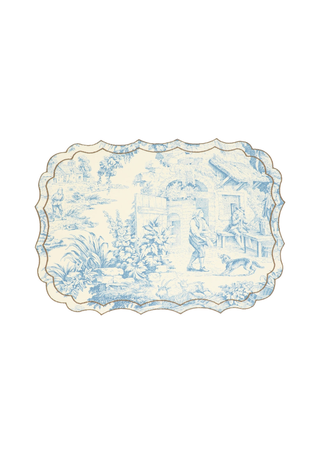 Vlekwerende Katoenen Placemat – 50x35 cm - Blauwe Toile De Jouy