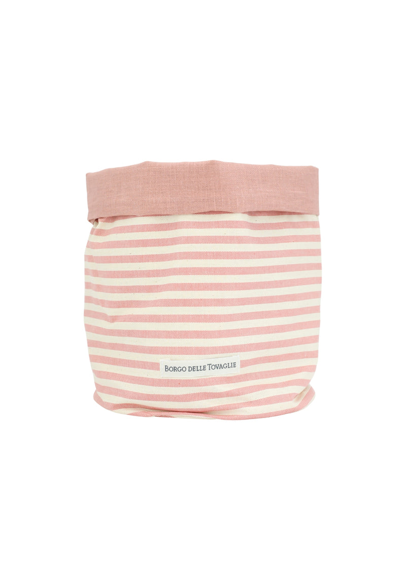 Broodmand - dubbelzijdig – Ø15 cm - Licht roze gestreept