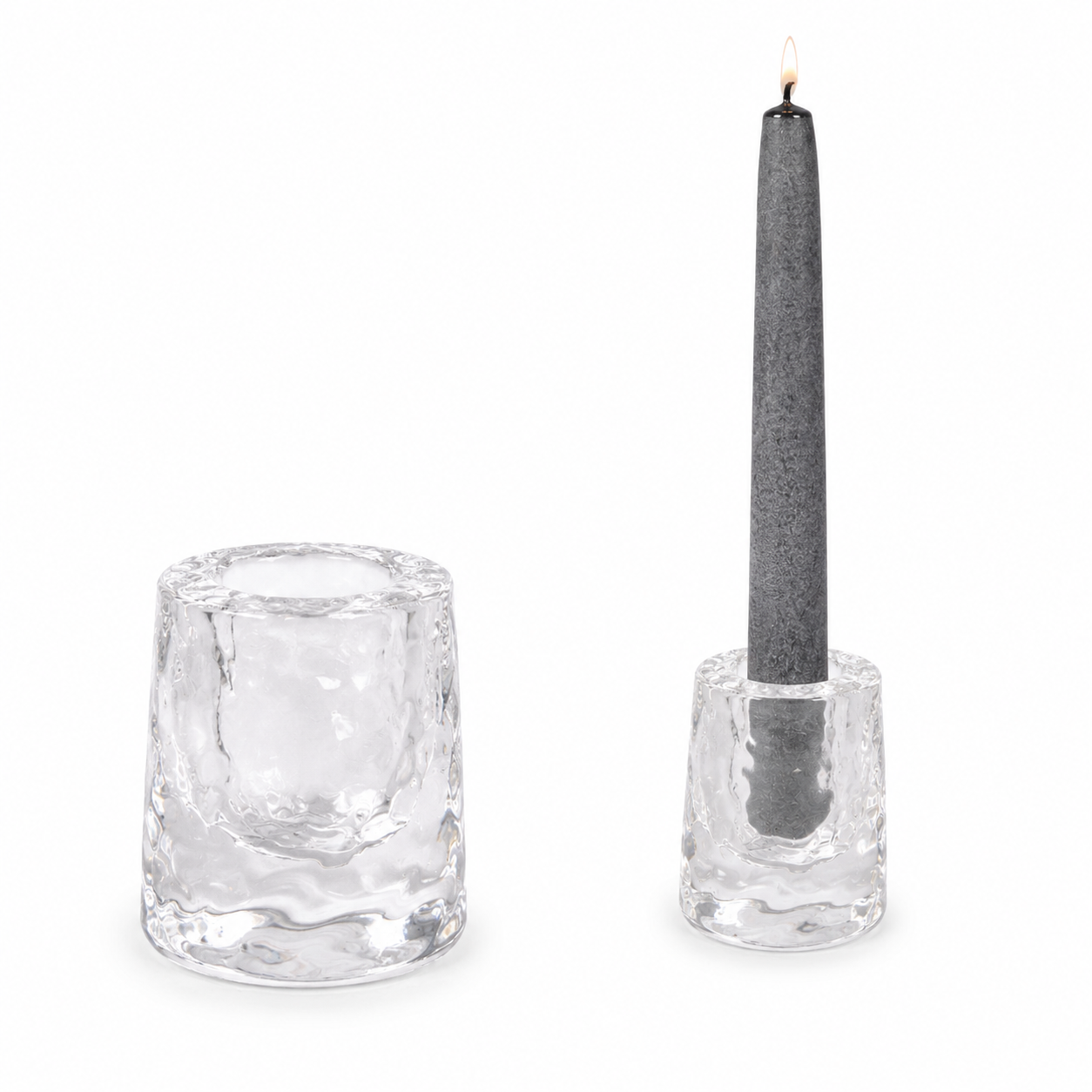 Glazen Kandelaar Ijsblokje voor Tafelkaars - Ø5 x H6 cm